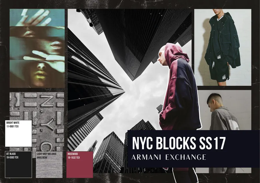 NYC Blocks SS17 for Armani Exchange: moodboard and palette