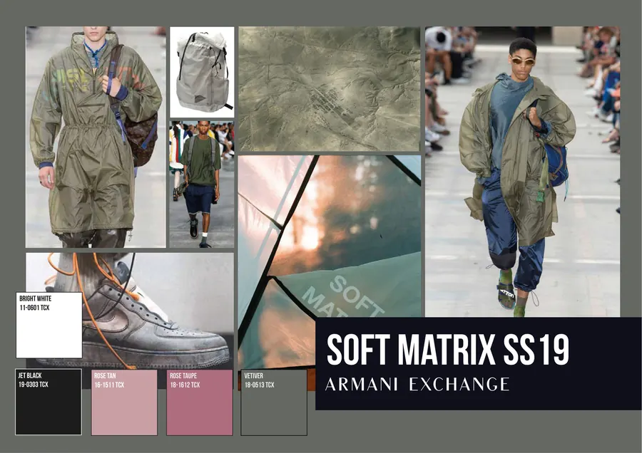 Soft Matrix SS19 for Armani Exchange: moodboard and palette