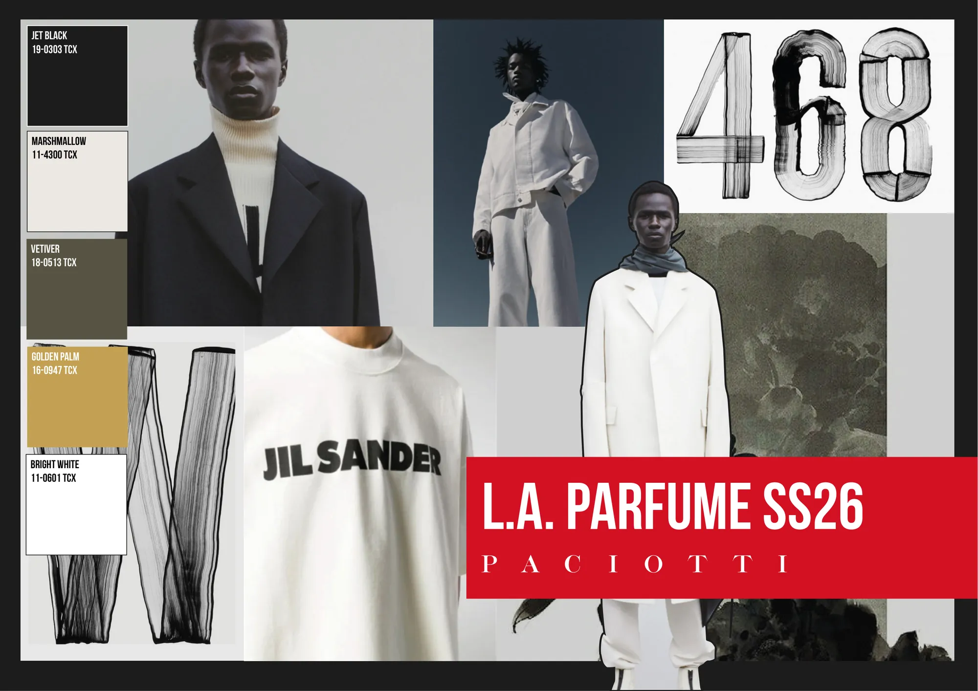 L.A. Parfume SS26, Cesare Paciotti: Moodboard and colour palette