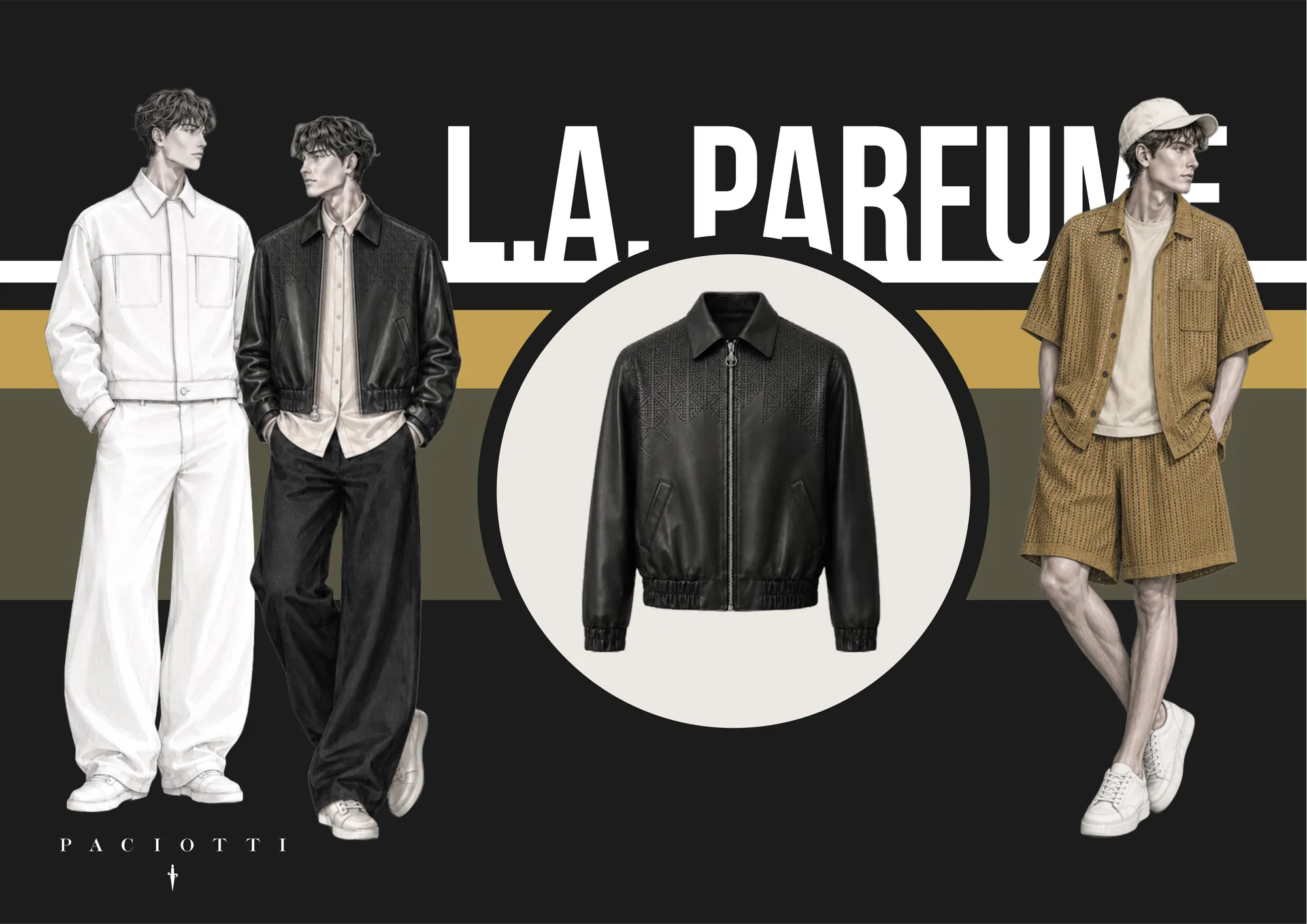 L.A. Parfume SS26, Cesare Paciotti: Technical drawing, 3D render and illustration