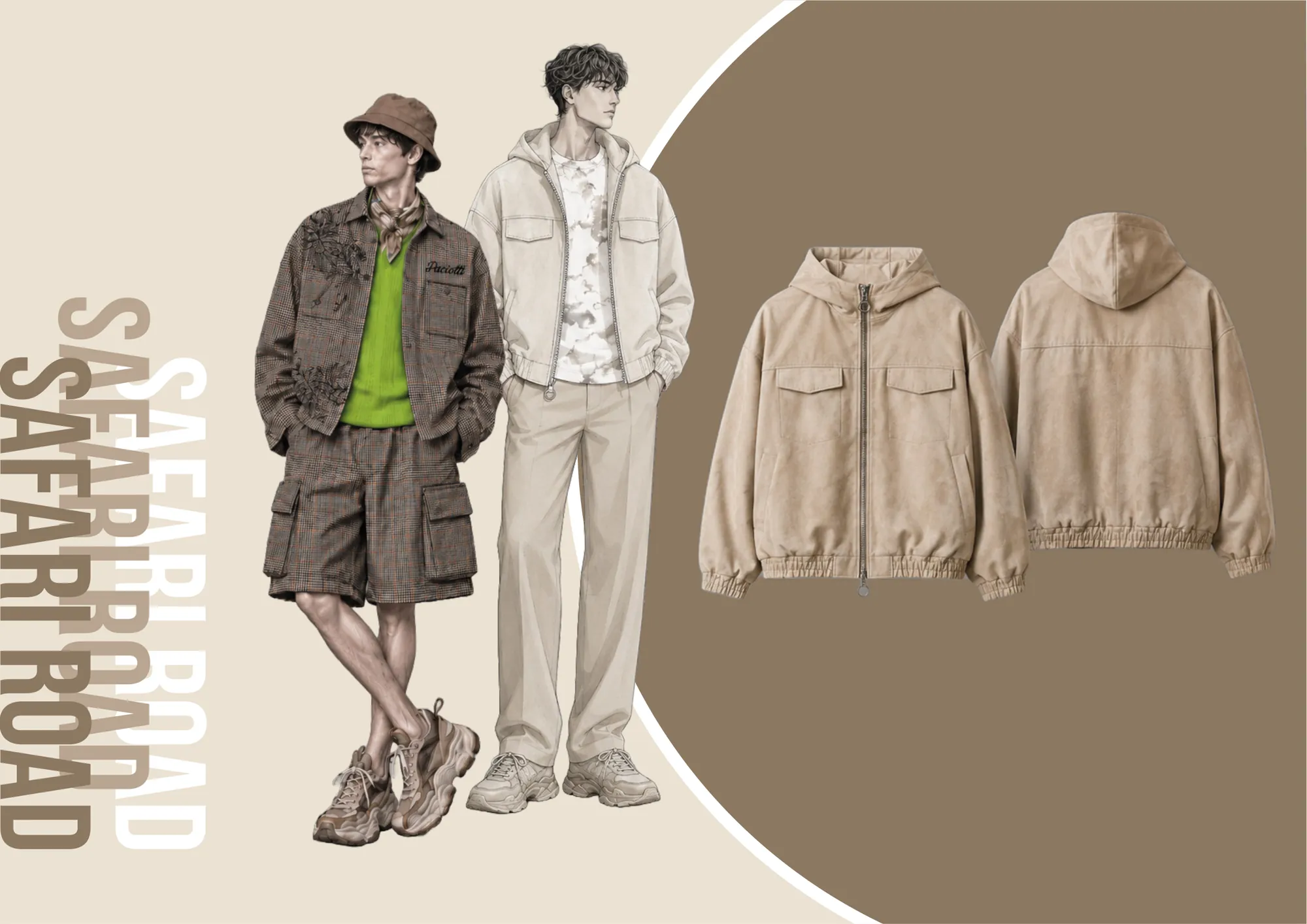 Safari Road SS26, Cesare Paciotti: Technical drawing, 3D render and illustration