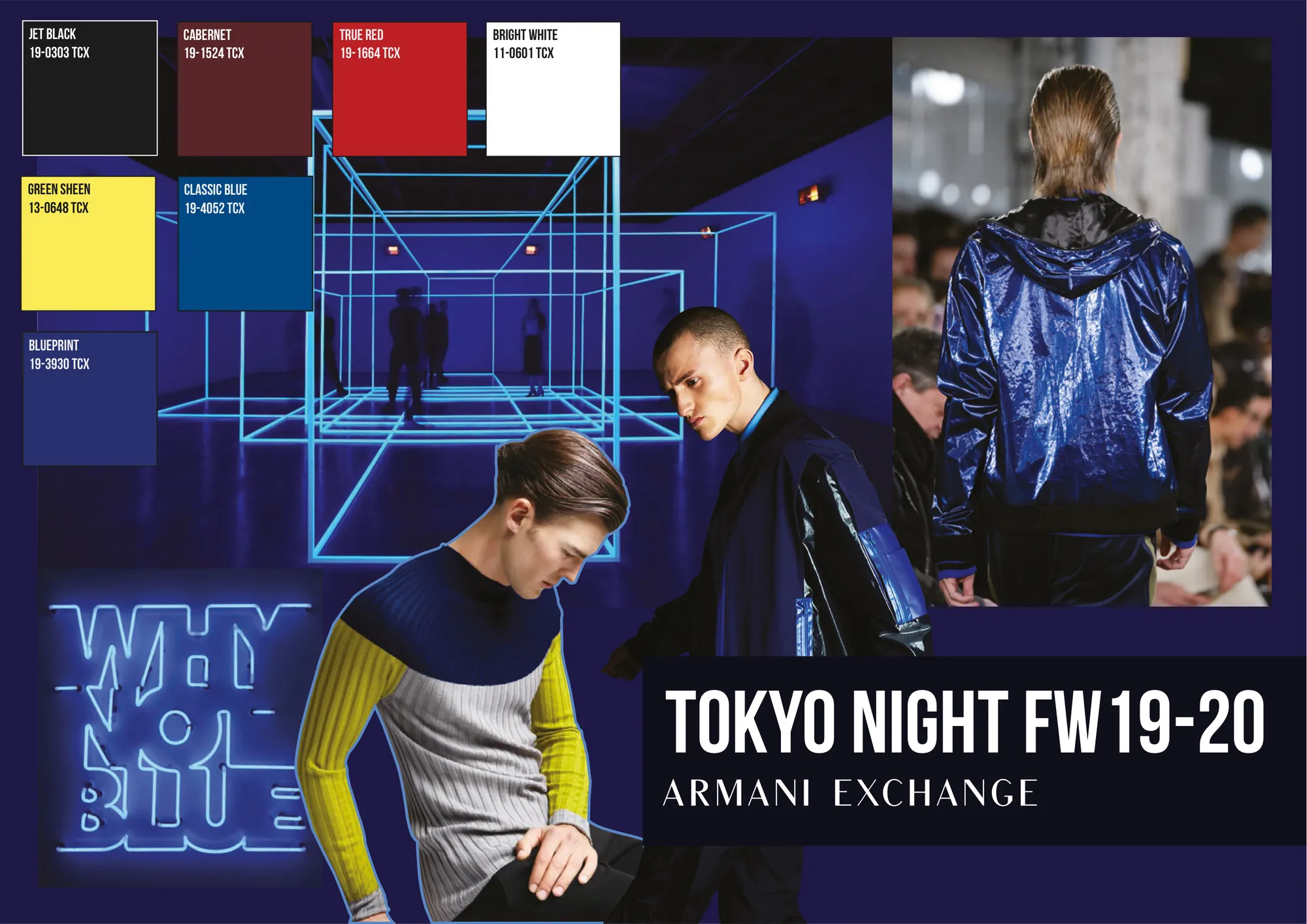 Tokyo Night FW19-20, Armani Exchange: Moodboard and colour palette