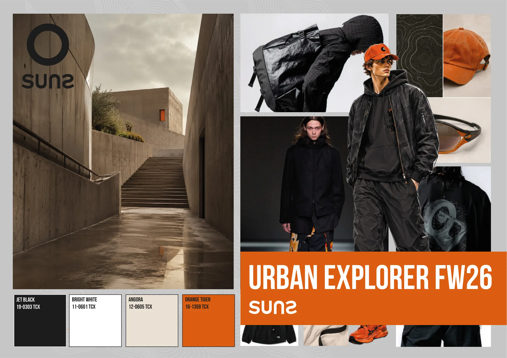 Urban Explorer FW26-27, Suns: Moodboard and colour palette